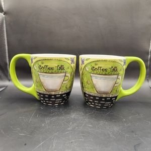 Lang 2010 Coffee Talk Mugs Artist Lisa Kaus, Set of 2